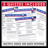 Freak the Mighty Quizzes - Multiple Choice and Quote Chapter Reading Quizzes