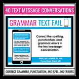 Grammar Bell-Ringers & Task Cards Activities - Editing Grammar in Text Messages