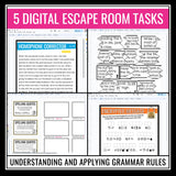 Grammar Digital Escape Room - Commas, Spelling, Homophones, Capitalization