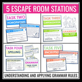 Grammar Escape Room Activity - Commas, Spelling, Homophones, Capitalization