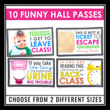 Hall Passes - Funny Back to School Bathroom Passes - Sign Out Tool Middle & High