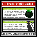 Halloween Figurative Language Activity - Literary Devices Task Cards