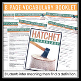 Hatchet Vocabulary Booklet, Presentation, and Answer Key with Definitions