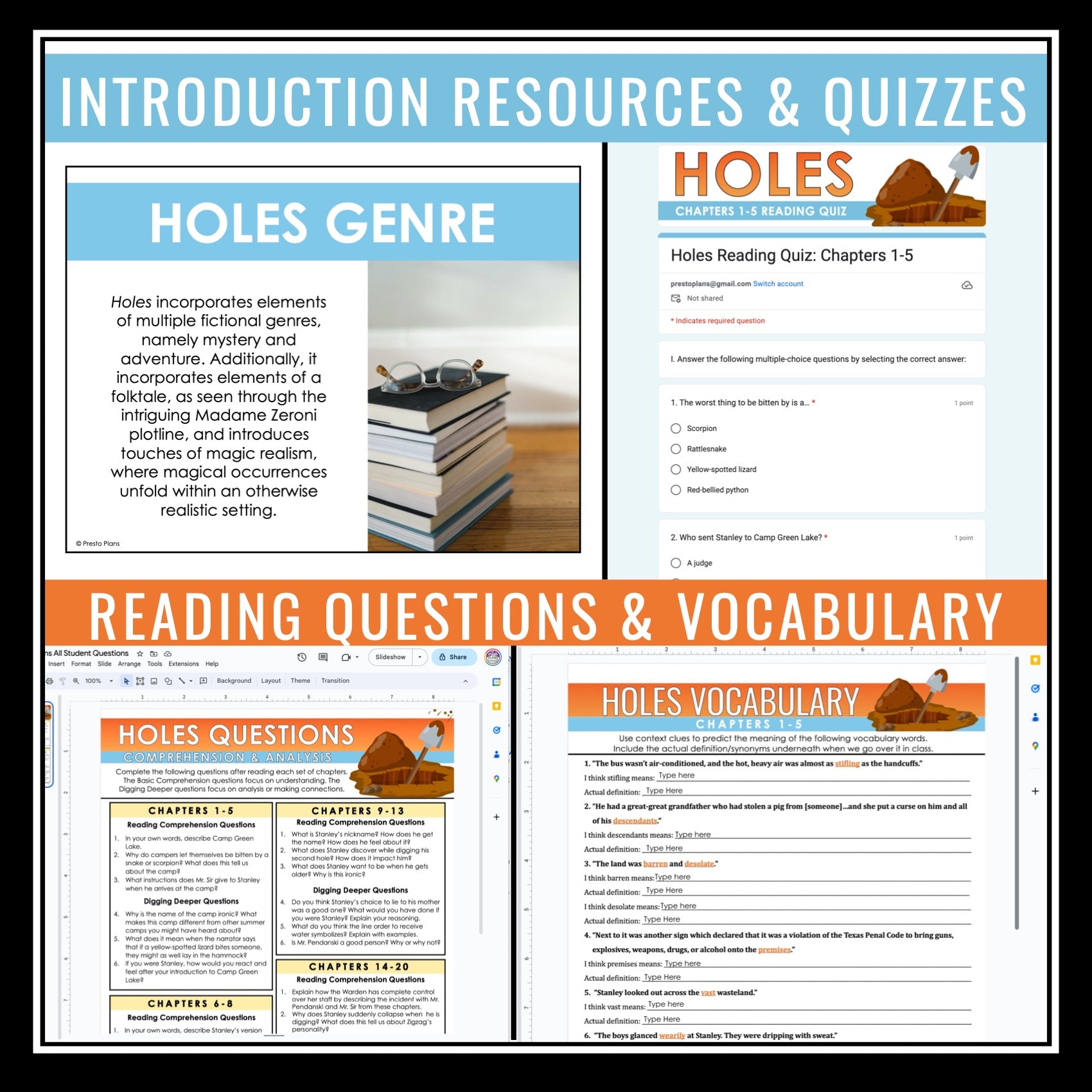 Holes by Louis Sachar One Page Book Project
