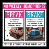 Homophone Posters - Weekly Classroom Bulletin Board Decor - Grammar Posters