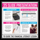 Life Skills Lesson - How to Write a Check / Cheque Presentation & Blank Template