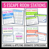 Idiom Escape Room Activity - Idiomatic Expressions Breakout Stations Review Game