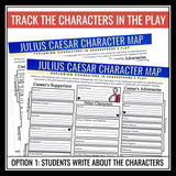 Julius Caesar Character Map - Shakespeare's Play Graphic Organizer Assignment