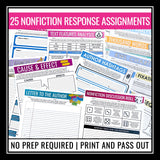 Nonfiction Assignments For Any Text - Fun Informational Text Reading Activities