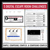 Sentence Types Escape Room Bell Ringers - Digital Sentence Structure Game