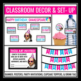 Shakespeare Birthday Party - Classroom Decor, Posters, Activities, and Games