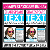 Shakespeare Posters - Text Messages Bulletin Board Display ELA Class Decor