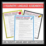 Emergency Sub Plan Assignment - Figurative Language Substitute Teacher Activity