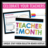 Teacher of the Month - Staff Room Bulletin Board Recognition Award Display