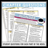 Wonder Questions - Comprehension and Text Connections Reading Chapter Questions