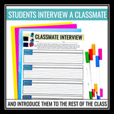 Back to School Activity - Classmates Interview First Day of School Activity