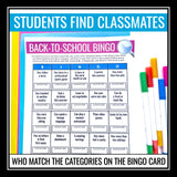 Back to School Activity - Find Someone Who Bingo Icebreaker First Day Game