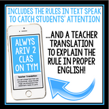 Class Rules Posters - Text Messages - Creative Back to School Bulletin Board