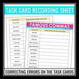 Comma Rules Practice Activity - Correct Comma Errors in Famous Quotes Task Cards