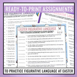 Easter Figurative Language Assignments - Literary Devices Worksheet Activities