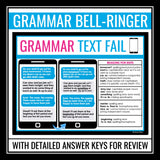 Grammar Bell-Ringers & Task Cards Activities - Editing Grammar in Text Messages