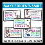 Hall Passes - Funny Back to School Bathroom Passes - Sign Out Tool Middle & High