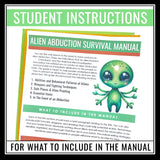 Halloween Writing Assignment - Alien Survival Manual Writing Halloween Activity