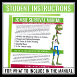 Halloween Writing Assignment - Zombie Survival Manual Halloween Writing Activity