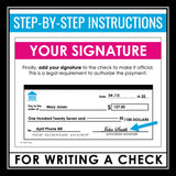 Life Skills Lesson - How to Write a Check / Cheque Presentation & Blank Template