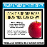 Idiom Posters and Activities - Idioms with Advice Classroom Bulletin Board Decor