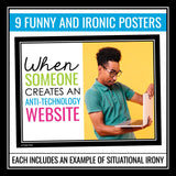 Irony Posters - Funny Situational Irony Bulletin Board Literary Devices Decor