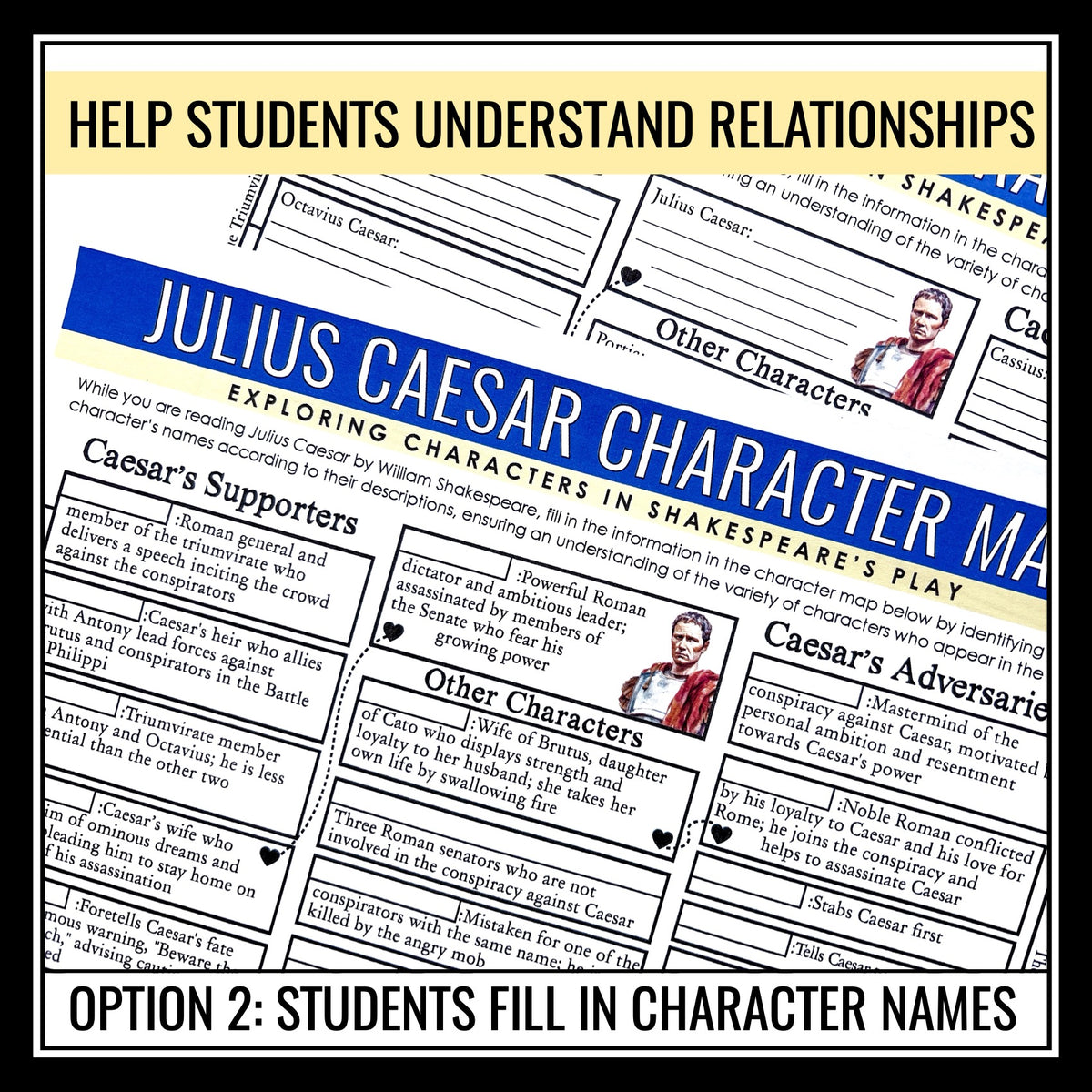 Julius Caesar Character Map - Shakespeare's Play Graphic Organizer Ass ...