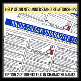 Julius Caesar Character Map - Shakespeare's Play Graphic Organizer Assignment