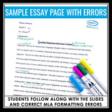 MLA Formatting 9th Ed. Presentation, Activity, Citation Practice, and Task Cards