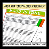 Mood and Tone Lesson - Presentation and Story Elements Worksheet Assignment