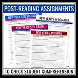 New Year's Around the World Reading Comprehension - Nonfiction Assignments