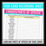 Parts of Speech Practice Activity - Famous Quotes Task Cards Grammar Activity