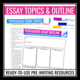 Persuasive Essay Writing - Presentation, Outline, and Topics - Argument Writing