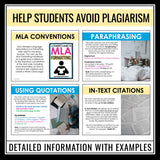 Plagiarism Lesson - Presentation, One Pager Assignment, and MLA Formatting Book