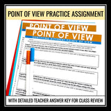 Point of View Lesson - Presentation, Handout, and Story Elements Assignment