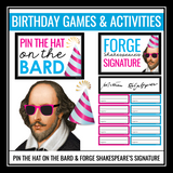 Shakespeare Birthday Party - Classroom Decor, Posters, Activities, and Games