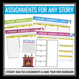 Story Elements Posters and Activities - Fiction Literary Devices Bulletin Board