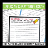 Emergency Sub Plan Assignment - Figurative Language Substitute Teacher Activity