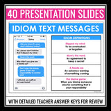 Idiom Activity - Idiom Text Messages Creative Assignments and Task Cards