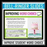 Word Choice Bell Ringers - Improving Vocabulary Weekly Practice Activity Slides