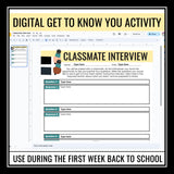 Back to School Activity - Classmates Interview First Day Digital Activity