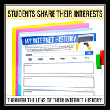 Back to School Activity - Internet History Get to Know You First Day Activity