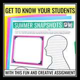 Back to School Activity - Summer Reflection Get to Know You Creative Assignment