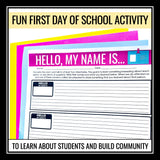 Back to School Activity - Get to Know You First Day Introductions Icebreaker