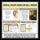 Capitalization Escape Room Bell Ringers - Digital Classroom Grammar Game